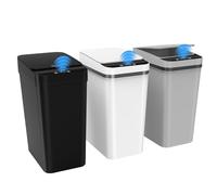 Kssvzz 3 Pack Poubelle Salle Bain, 10L Poubelle Automatique avec Couvercle, Poubelle Intelligente, Petite Poubelle Toilette WC Anti Odeur, Ouverture/Fermeture Automatiques, Noir/Blanc/Gris