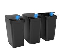 Kssvzz 3 Pack Poubelle Salle Bain, 10L Poubelle Automatique avec Couvercle, Poubelle Intelligente, Petite Poubelle Toilette WC Anti Odeur, Ouverture/Fermeture Automatiques, 32 x 23 x 15.7cm, Noir