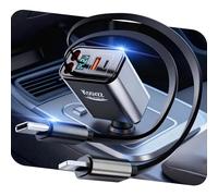 Kssvzz 4 en 1 Rétractable Chargeur Allume Cigare USB C 69W, 24/12V Chargeur Voiture USB Rapide, Accessoire Voiture Interieur 180° Pliable, pour iPhone 17/16/15, Galaxy, Android