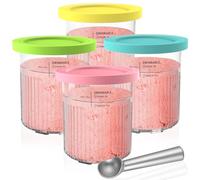 Kssvzz 4Pcs Récipients à Crème Glacée Compatible avec Ninja Creami Deluxe, 680ML Bacs Compatible avec Ninja NC501/NC500 Series, Accessoires pour Machine à Glace avec Cuillère en Aluminium, sans BPA