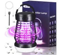 Kssvzz Lampe Anti Moustique, Tue Mouche Electrique avec Lumière de Camping, Lampe Moustique avec Crochet de Suspension pour Intérieur Extérieur et Jardin (Noir)