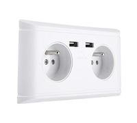 KSTE Multi-fonctionnelle UE Prise murale Prise de courant Prise avec double port USB for chargeur de téléphone 250V