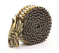 KSTYLE Ceinture en Cuivre et Acier Inoxydable pour Hommes, Boucle Distinctive, Taille 140cm, Or