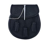 KSUC Supplies Sporran écossais en cuir véritable pour homme avec fermeture à épingle et glands Noir 17,8 x 3,8 x 20,3 cm, Noir , 7" x 1.5" x 8", Traditionnel