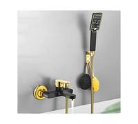 Ksunun Robinet de Baignoire Noir et Or Mitigeur de Baignoire Laiton Mitigeur de Douche Mural Robinet de Douche avec Douchette à Main Robinet Baignoire, Eau Chaude et Froide Réglable