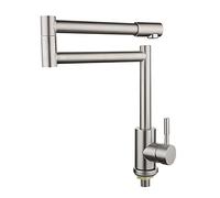 Ksunun Robinet de Cuisine d'eau Froide Robinet Evier Brossé Monté sur Le Pont Robinet de Remplissage de Pot Rotatif Pliable Mitigeur de Cuisine avec Bras Oscillant à Dual Articulation