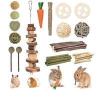 Ksvaye 14 Styles Jouet Lapin,Naturel Jouets à Mâcher pour Lapin Hamster Cochon D'inde,Accessoire Balle en Rotin Bâtons de Foin de Timothée Bâtons de Pommier Bois Jouets Soins Dentaires,Faits à la Main