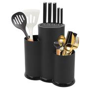 Ksvaye 3 en 1 Bloc Range Couteaux Cuisine, Noir Porte Couteau de Cuisine avec Fentes, Support Couteaux Universel Détachable, Porte Couteaux de Cuisine Professionnel pour Rangement Ustensiles Cuisine