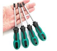 Ksvaye 4 Pcs Tournevis Magnétique de Type-U, M1.7/M2.0/M2.3/M2.6 Jeu de Tournevis en Forme de U Acier au Chrome Vanadium + Tournevis à Fourche PP U Kit D'outils à Main Multifonction CRV