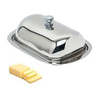 Ksvaye Boite a Beurre pour Frigo, Beurrier Inox 16 x 12cm Butter Dish Boîte à Beurre avec Couvercle et Poignée pour la Cuisine Familiale et les Restaurants,Beurre Frais Conservé