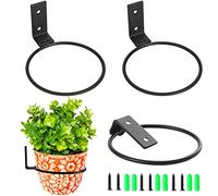 Ksvaye Lot de 3 Support Mural Pot Suspendu Plante Exterieur Porte-Pots Anneau Support Mural en Métal Support Plantes Interieur Exterieur Suspendu de Jardinière Mural avec Vis pour Jardins, Couloirs