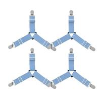 KSVS 4 pcs réglable Triangle élastique Bretelles Pince Titulaire Sangles Clip-élastique réglable pour lit, Housse de Matelas, draps de lit, Coussin de canapé (Bleu)