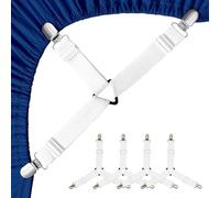 KSVS 4 pcs réglable Triangle élastique Bretelles Pince Titulaire Sangles Clip-élastique réglable pour lit, Housse de Matelas, draps de lit, Coussin de canapé (Blanc)