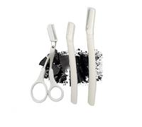 Ksvsonrvi Lot de 2 rasoirs à sourcils avec housse de protection, 1 paire de ciseaux, pour enlever les poils du visage (blanc)