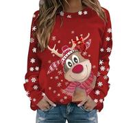 Kswlwccpp 2025 Pull Moche de Noel Femme - Noël Renne Sweat Noel Drole Lumineux Décontracté Pull Noels Automne Hiver Manches Longues col Rond Pulls Confortable Fille
