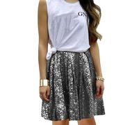 Kswlwccpp Short Paillette Femme, Mini Jupe Taille Élastique Extensible Moulante Scintillante Costume Pétillant pour Club Fête Clubwear 2025