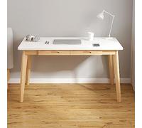 ksxnkhk Bureau en Bois avec 2 tiroirs, Poste de Travail à Domicile, Bureau d'ordinateur Simple, Table de Travail PC, Table de Travail Robuste pour Chambre et Bureau (80 x 50 x 72 cm, blan