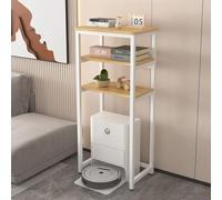 ksxnkhk Étagère de Rangement Moderne pour aspirateur Robot, Meuble Support pour Robot, Structure en Acier avec Plateau en Bois, étagères Ouvertes dissimulées pour aspirateur, Petite Table