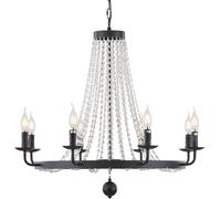 ksxnkhk Grand Lustre en Forme de Roue de Chariot (5 à 15 têtes) - Plafonnier en Perles de Cristal pour îlot de Cuisine, Chambre, Salle à Manger, Suspension Rustique (73 cm, 8 lumières)
