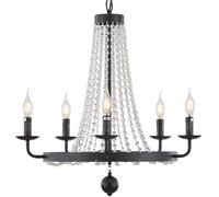 ksxnkhk Grand Lustre Roue de Chariot 5 à 15 têtes | Plafonnier Rustique avec Perles de Cristal | Idéal pour îlot de Cuisine, Chambre et Salle à Manger (58 cm, 5 lumières)