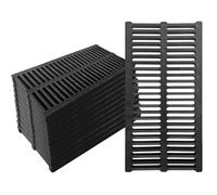 ksxnkhk Grilles de Drainage carrées pour extérieur, 50 x 20 x 25 cm, 30 x 30 cm, Noires, pour Bloquer Les débris et l'eau, Lot de 2, 5 pièces (Lot de 12, 50 x 25 cm)