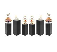 ksxnkhk Lot de 6 présentoirs carrés sur Pied, socles, piliers, Supports en métal, présentoirs à Fleurs pour Mariage, présentoirs à gâteaux (Noir)