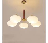 ksxnkhk Lustre 3 lumières en Laiton Antique et Verre Laiteux, Semi-encastré, Style Vintage, Style Ferme, en Bois, Design Moderne du Milieu du siècle, pour Chambre, Salon, Salle à Manger, c
