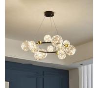 ksxnkhk Lustre à 6 lumières du Milieu du siècle, Grand Groupe de Globes en Verre, Lustre à Bulles pour Salle à Manger, plafonnier Industriel doré Vintage pour Salon, Chambre à Coucher, îlo