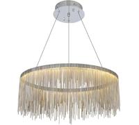 ksxnkhk Lustre à Pampilles en métal Moderne à LED, 3 Couleurs, intensité Variable, luminaire Suspendu linéaire Rond, idéal pour Un Salon ou Une Salle à Manger. Éclairage de Charme.