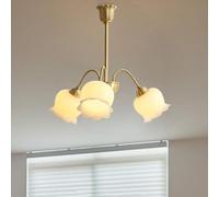 ksxnkhk Lustre de décoration créatif en Forme de Fleur pour Chambre de Fille, Lustre de Plafond en cuivre Antique Blanc Laiteux, luminaire à pétales Nordiques, Lampe Suspendue Vintage en o