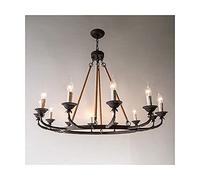 ksxnkhk Lustre de Ferme pour Salle à Manger, Lustre en métal et Bois en Forme de Roue de Chariot, luminaire Rond Vintage pour Salon, Maison, Marron, 110 x 85 cm