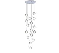 ksxnkhk Lustre d'escalier en Cristal, Grand Lustre de Villa réglable, Suspension Moderne en Forme de Goutte d'eau avec Base en Acier Inoxydable, Ampoule G4, plafonnier de Style Milieu de s