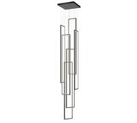 ksxnkhk Lustre d'escalier LED Moderne pour Plafond Haut, éclairage Suspendu de Plafond de Villa d'intérieur à Hauteur réglable, éclairage Suspendu rectangulaire Long 3/4/6 lumières, Cadre