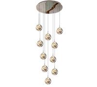 ksxnkhk Lustre d'escalier Moderne de Grande Taille, lustres d'escalier à LED 8/10/12/15/18 lumières pour Villa, Base en Acier Inoxydable avec Boule de Verre Gris fumé, éclairage Suspendu m