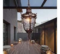 ksxnkhk Lustre d'extérieur étanche, éclairage de Balcon rétro européen, Hauteur réglable, Noir/Laiton, E27, Lampe de Porche, Couloir, Jardin, Gazebo, Cadre en Raisin, Villa, terrasse C
