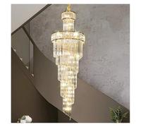 ksxnkhk Lustre Duplex européen en Cristal, éclairage d'ambiance Luxueux, idéal pour Une Villa, Un hôtel, Un bâtiment Creux ou Un étage intermédiaire (Gris fumé, D100 x 400 cm)
