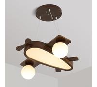 ksxnkhk Lustre en Bois pour Chambre d'enfant, Avion, pour garçons et Filles, Blanc, Globe de Lait, Lampe Suspendue à LED, Rustique, Moderne, Style Milieu du siècle, pour Chambre d'enfant,