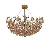 ksxnkhk Lustre en Cristal doré de Luxe, Lustre Rond Moderne en cuivre pour Salon, Salle à Manger, Chambre à Coucher, Lampe Suspendue