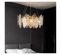 ksxnkhk Lustre en Cristal K9 à 2 Niveaux, luminaire Suspendu Moderne Rond de Luxe en Cristal chromé doré, pour Salle à Manger, Chambre à Coucher, Salon, Hall d'entrée, Moderne