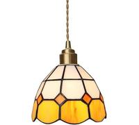 ksxnkhk Lustre en Laiton et Verre coloré, culot E27, Suspension Tournesol Pastorale, Style rétro, idéal pour Une Table de Chevet, Un Bureau, Une Chambre d'enfant, Une Cuisine, Un îlot ou u