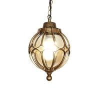 ksxnkhk Lustre Globe en Verre ambré Vintage avec Cage en métal Noir, Lanterne Suspendue étanche pour Cuisine, Salon, Couloir et Bar, Style Industriel, classé IP65