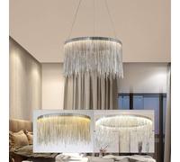 ksxnkhk Lustre LED Moderne avec chaîne à Pampilles en métal, plafonnier Rond, 3 Couleurs, intensité Variable, luminaire encastré, lustres