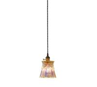 ksxnkhk Lustre LED rétro nostalgique E27, Suspension en Laiton et céramique, Motif Fleurs en Relief, réglable (B)