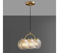 ksxnkhk Lustre linéaire doré à 3 lumières pour Salle à Manger au-Dessus de la Table en Verre Coquillage, luminaire Suspendu Moderne et Nordique pour îlot de Cuisine, Restaurant, café, Bar,