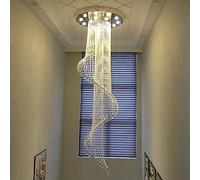 ksxnkhk Lustre Long en Cristal spiralé pour Villa, Haut Plafond, loft Moderne, escalier, éclairage Suspendu, Base en Acier Inoxydable, Cristal K9, plafonnier Goutte d'eau (40 x 120 cm, Transparent)