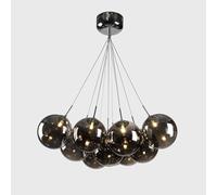 ksxnkhk Lustre Moderne à 10 lumières en Forme de Globe en Verre soufflé pour Salle à Manger, Style Milieu du siècle, luminaire Suspendu en Verre soufflé ambré fumé pour Hall d'entrée, salo