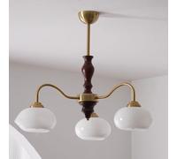 ksxnkhk Lustre Moderne à 3 lumières du Milieu du siècle en Bois Blanc et Verre Laiteux pour Salle à Manger, Grand plafonnier Orange Antique, Suspension Vintage pour Chambre à Coucher, salo