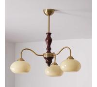 ksxnkhk Lustre Moderne à 3 lumières du Milieu du siècle en Bois Blanc et Verre Laiteux pour Salle à Manger, Grand plafonnier Orange Antique, Suspension Vintage pour Chambre à Coucher, salo