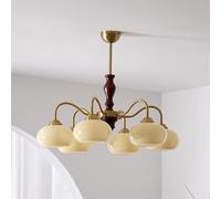 ksxnkhk Lustre Moderne à 3 lumières du Milieu du siècle en Bois Blanc et Verre Laiteux pour Salle à Manger, Grand plafonnier Orange Antique, Suspension Vintage pour Chambre à Coucher, salo