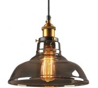 ksxnkhk Lustre Moderne, Abat-Jour Suspendu en Verre Gris fumé Industriel Vintage Simple, plafonnier loft en Laiton, Base E27, luminaire de Salle de Bar, luminaire de Couloir, luminaire de